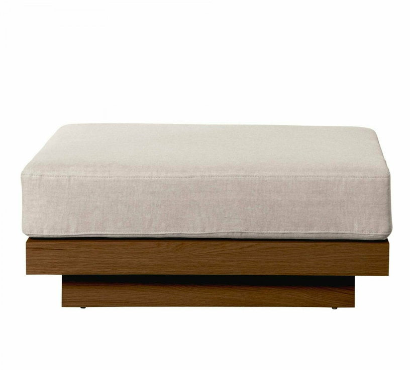 Pouf d'extérieur en Iroko et toile Crème Georges - Gabrielle Paris - The Cool Republic