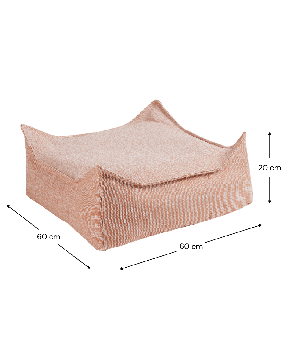 Pouf d'extérieur pour enfant carré en repylène recyclé corail 60cm - Wigiwama - The Cool Republic