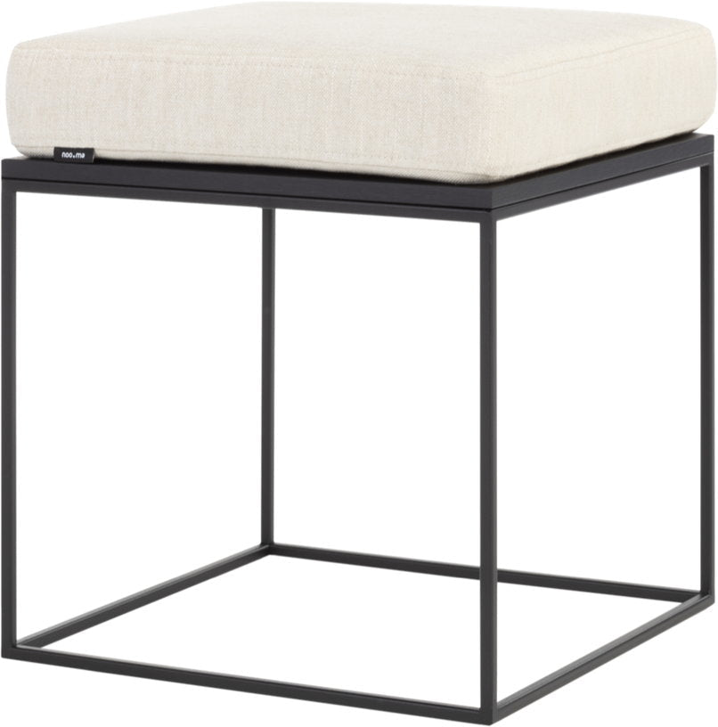 Pouf en chêne plaqué noir et coussin beige Feo - noo.ma - The Cool Republic