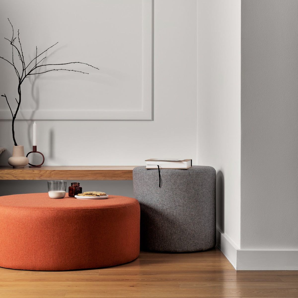 Pouf en laine gris Folk 40 cm - noo.ma - The Cool Republic
