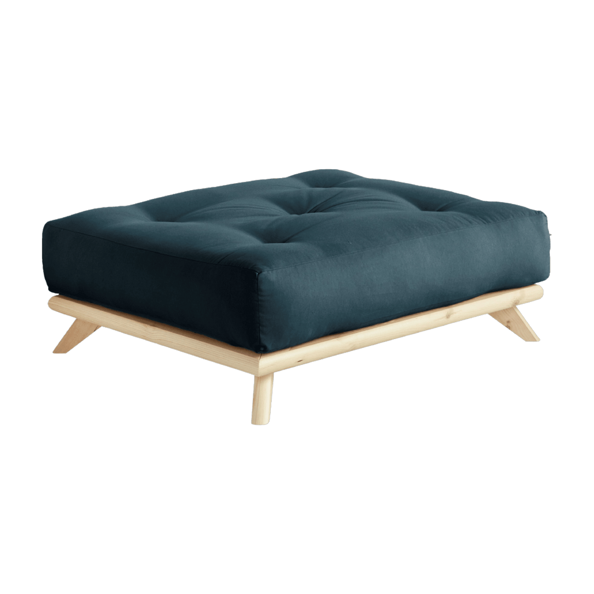 Pouf en pin et tissu bleu pétrole 100x90x40cm Senza - Karup Design - The Cool Republic