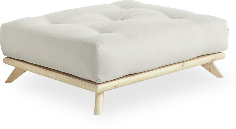 Pouf en pin et tissu écru 100x90x40cm Senza - Karup Design - The Cool Republic