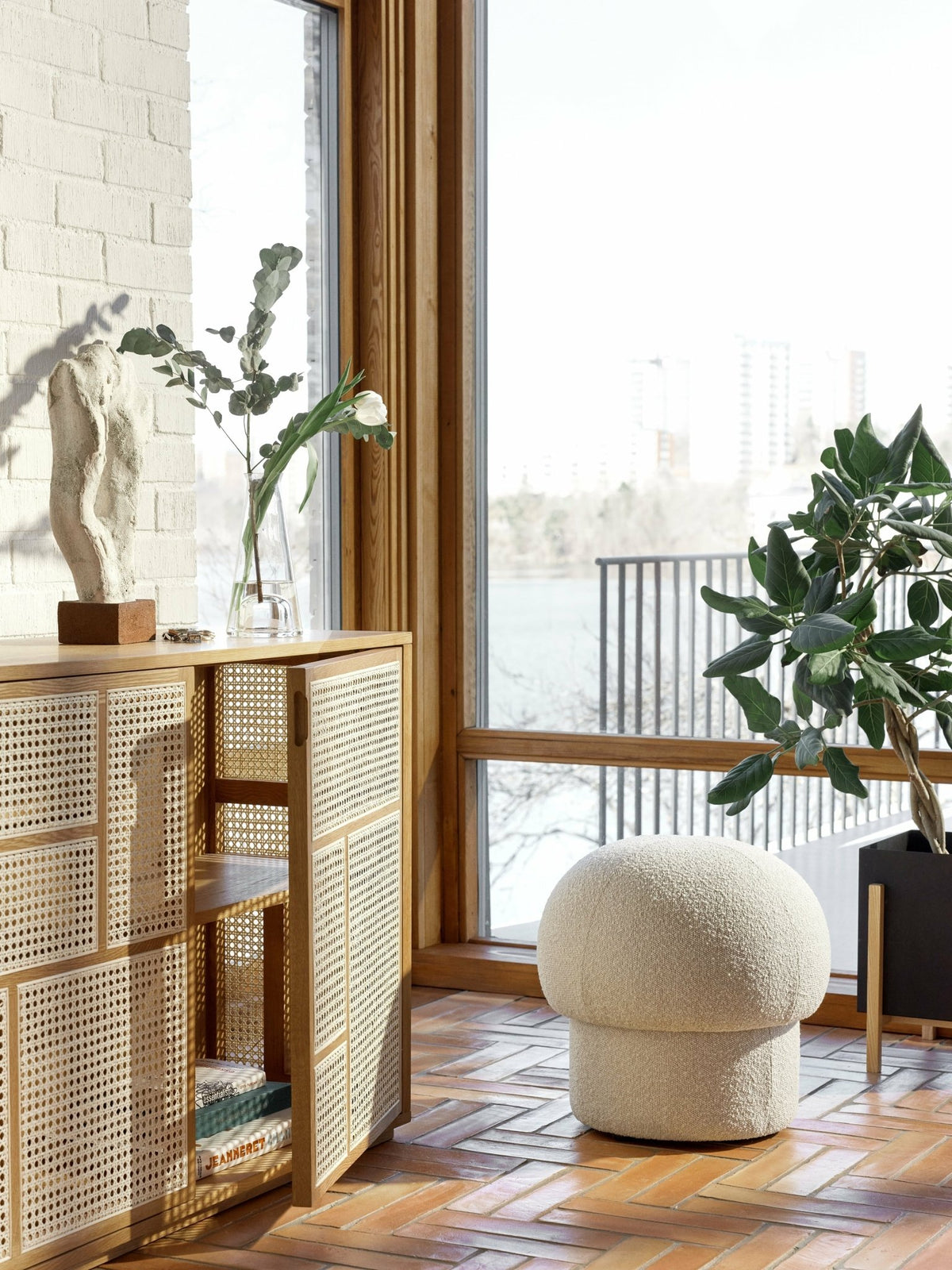 Beige recycled polyester pouffe 50 cm Uno - Design House Stockholm - The Cool Republic