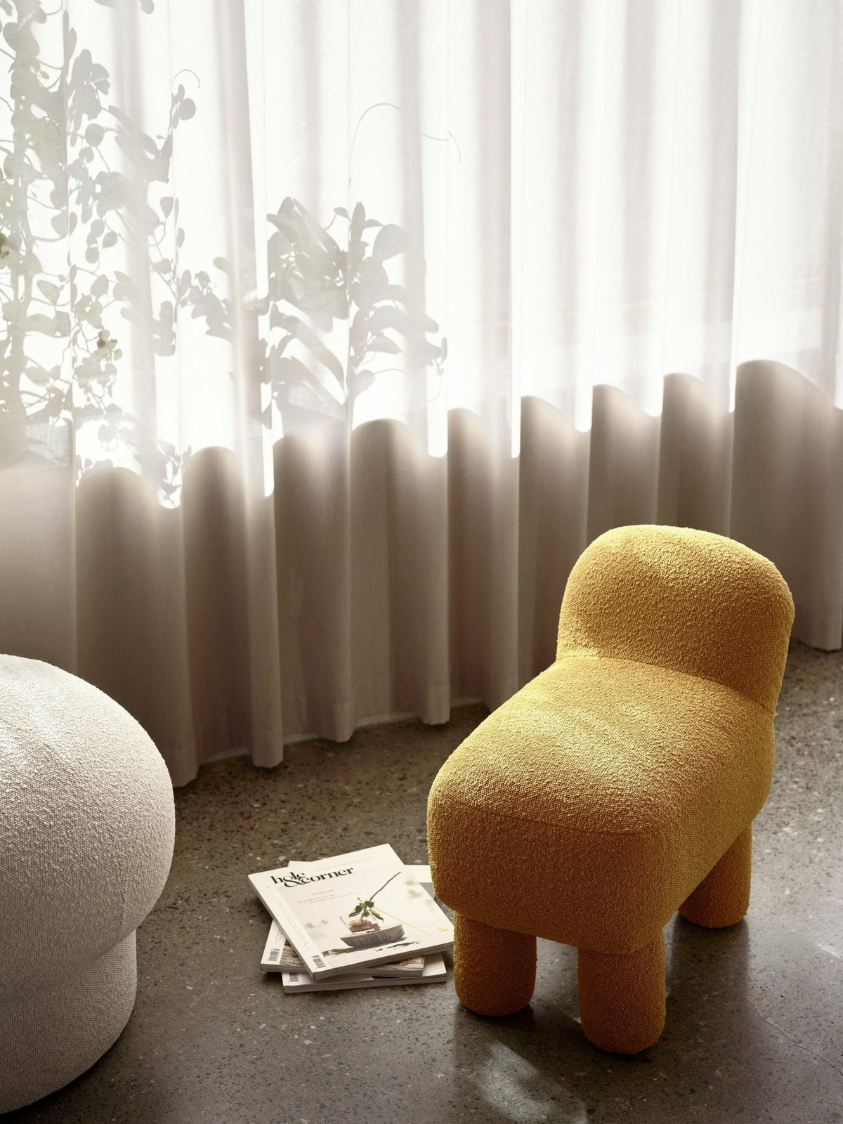 Yellow recycled polyester pouffe 59 cm Lulu - Design House Stockholm - The Cool Republic