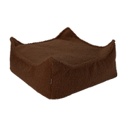 Pouf en teddy bouclé marron 60x60x20cm Warm Hazel - Wigiwama