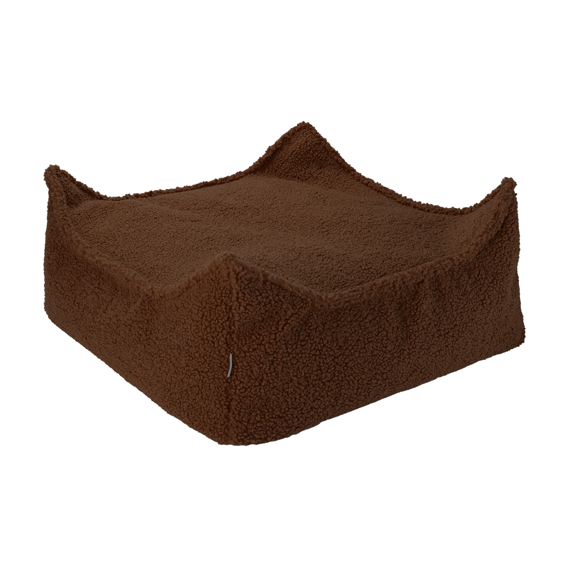 Pouf en teddy bouclé marron 60x60x20cm Warm Hazel - Wigiwama