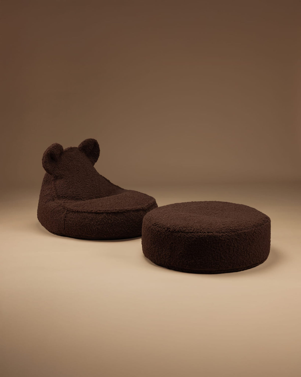 Pouf en teddy bouclé marron 65x20cm Harm Hazel - Wigiwama — vue 4