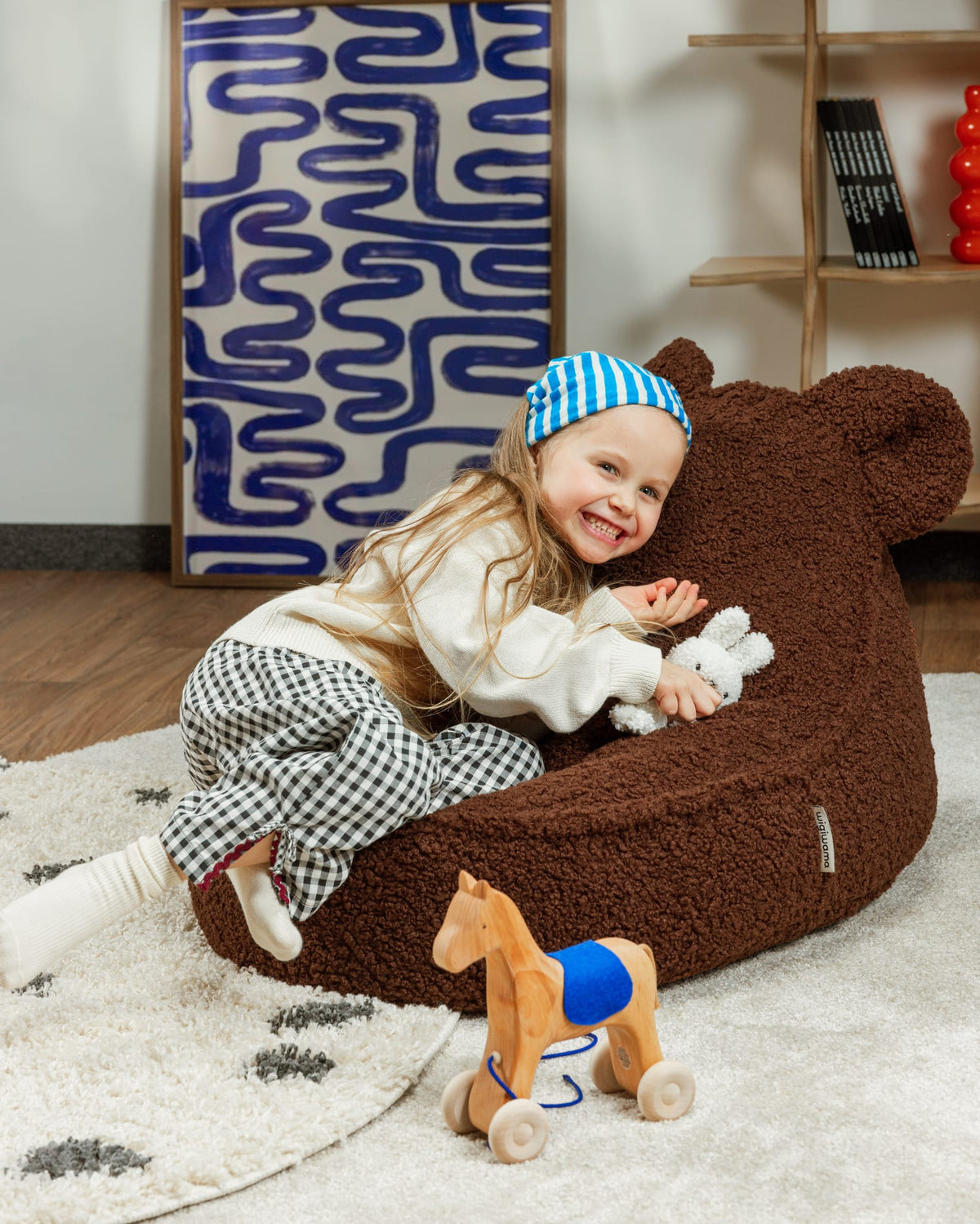 Pouf en teddy bouclé marron 70x60x42cm Ours - Wigiwama — vue 2