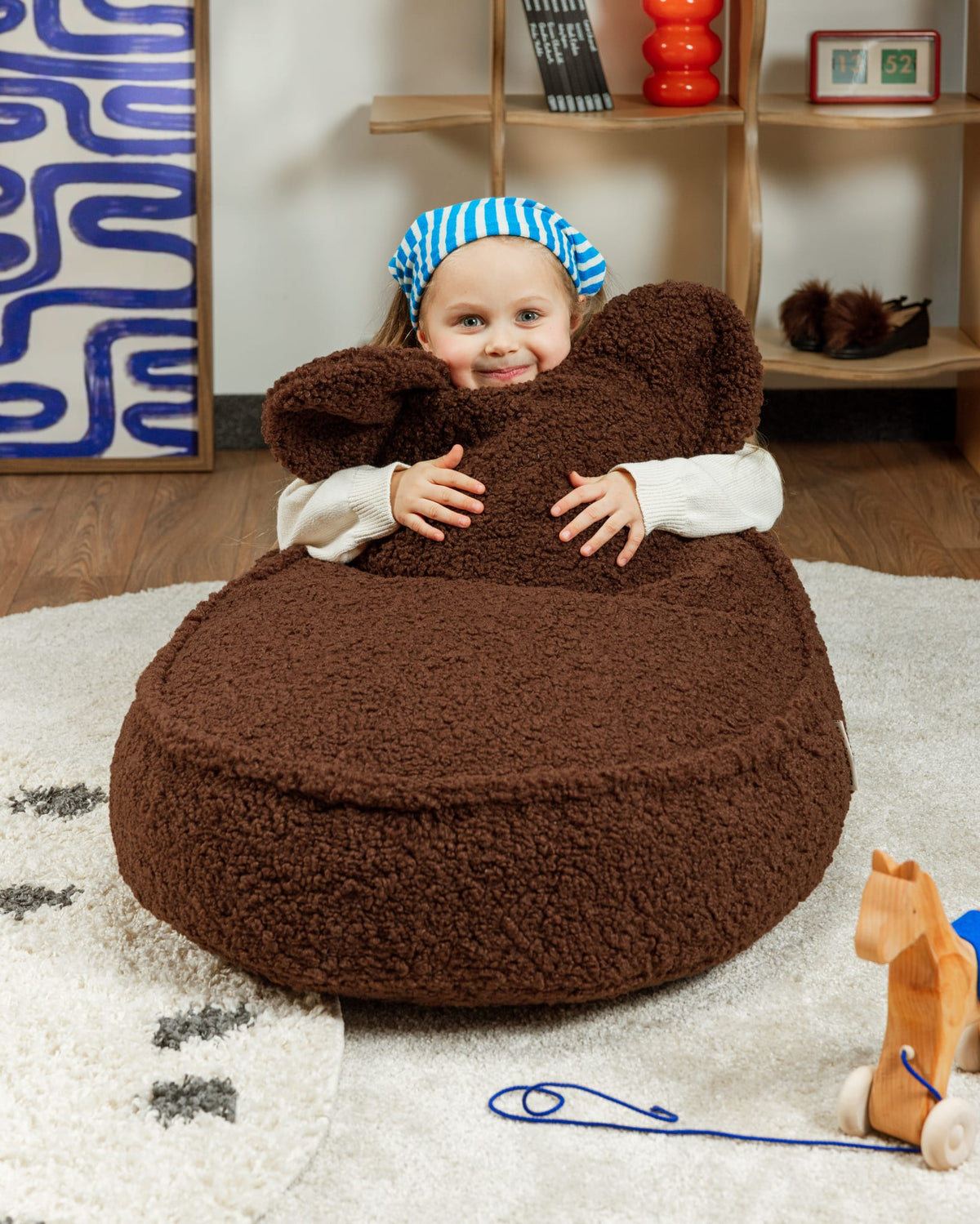 Pouf en teddy bouclé marron 70x60x42cm Ours - Wigiwama — vue 5