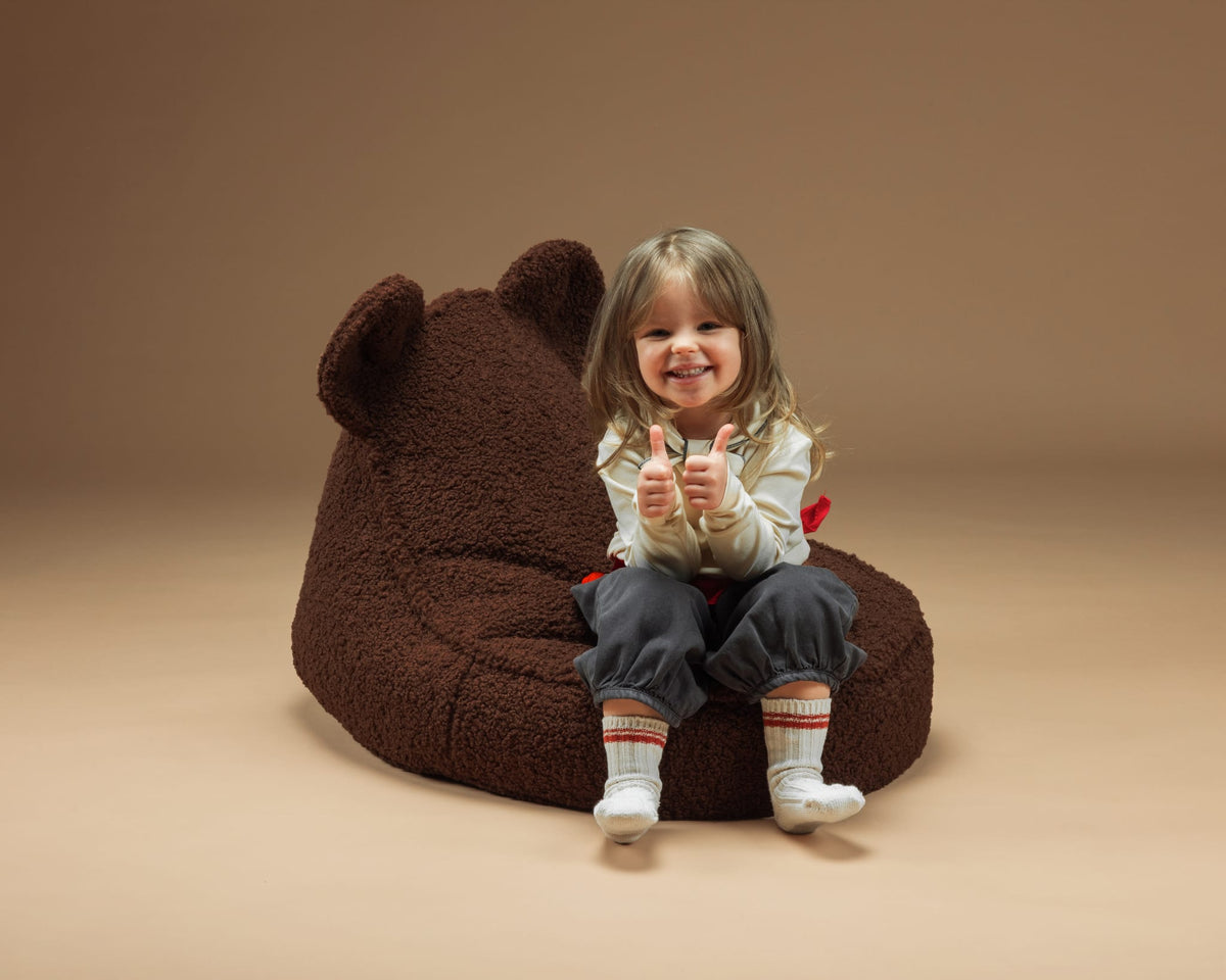 Pouf en teddy bouclé marron 70x60x42cm Ours - Wigiwama — vue 7