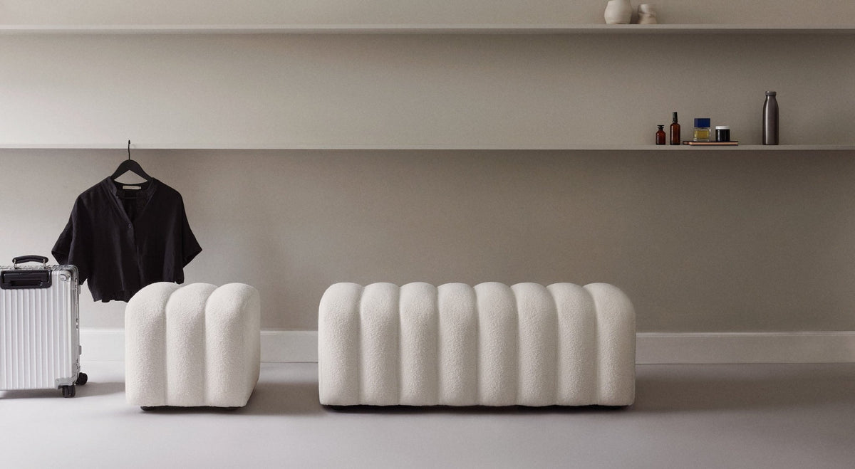 Pouf en tissu barnum bouclé 24 Studio - NORR11 - The Cool Republic