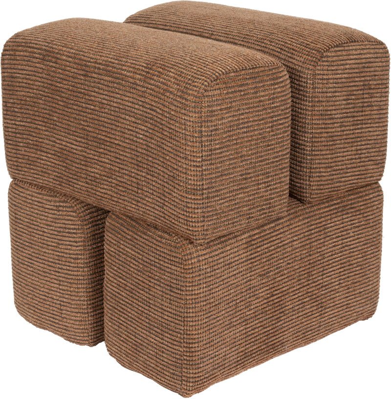 Pouf en tissu terracotta 40x40x45cm Ludo - The Cool Republic - The Cool Republic