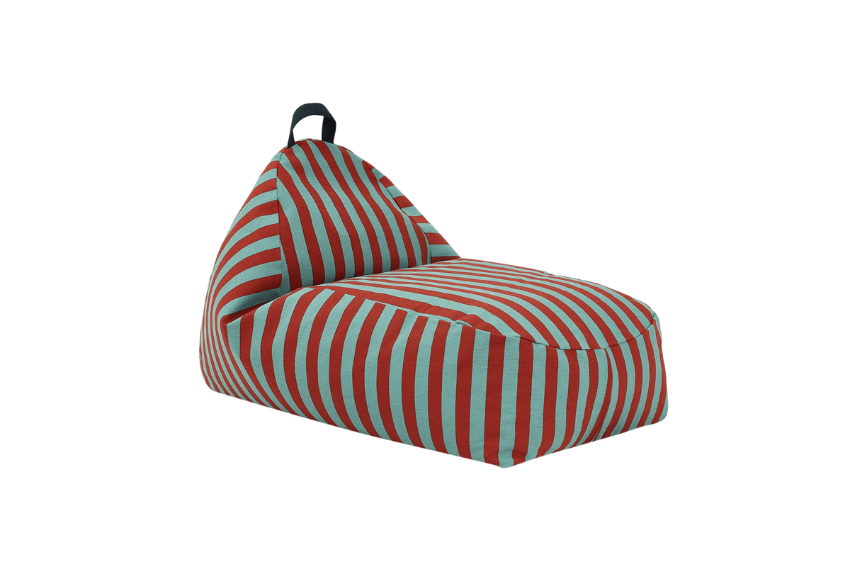 Pouf enfant en coton bio à rayures rouge et vert 100 x 55 x 65 cm Bliss - Nobodinoz - The Cool Republic