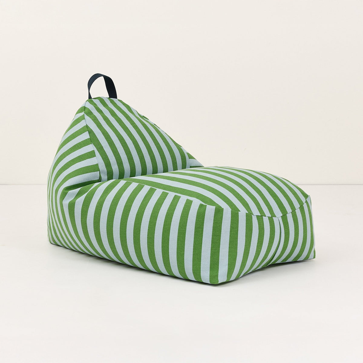 Pouf enfant en coton bio à rayures vert et bleu 100 x 55 x 65 cm Bliss - Nobodinoz - The Cool Republic