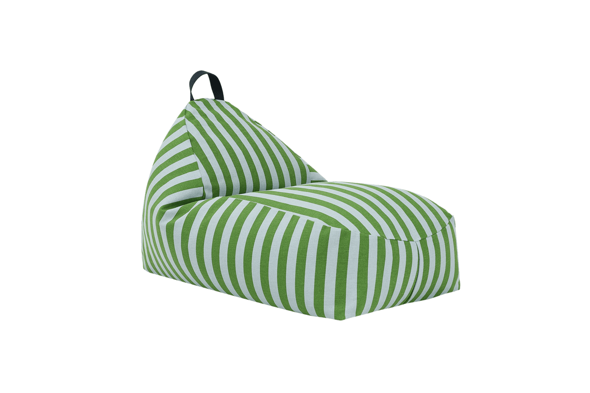 Pouf enfant en coton bio à rayures vert et bleu 100 x 55 x 65 cm Bliss - Nobodinoz - The Cool Republic
