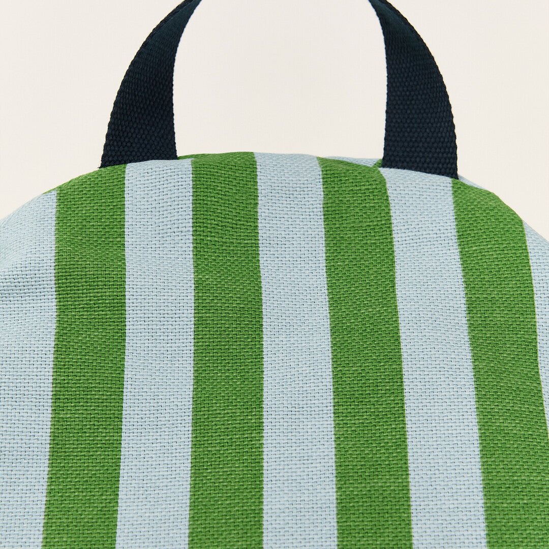 Pouf enfant en coton bio à rayures vert et bleu 100 x 55 x 65 cm Bliss - Nobodinoz - The Cool Republic