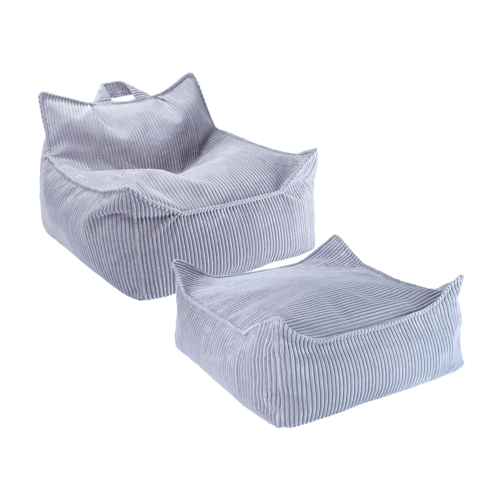 Pouf et repose-pied en velours côtelé bleu 70x80x50cm Poire - Wigiwama