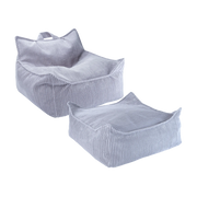 Pouf et repose-pied en velours côtelé bleu 70x80x50cm Poire - Wigiwama