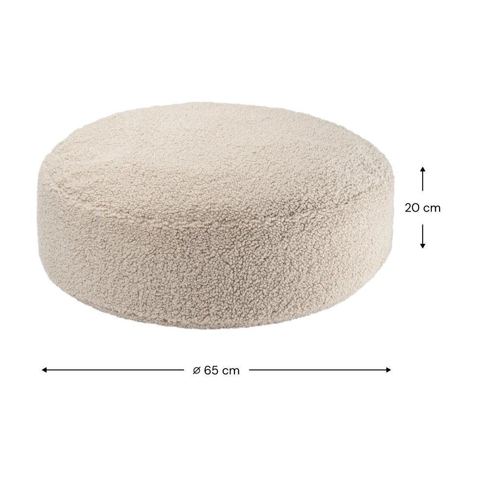Pouf et repose-pieds en teddy bouclé beige 70x60x42cm Biscuit Bear - Wigiwama — vue 5