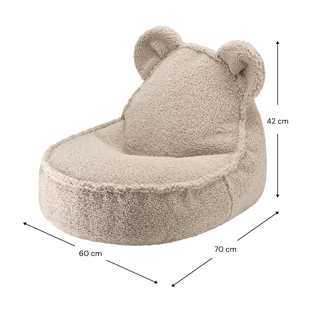 Pouf et repose-pieds en teddy bouclé beige 70x60x42cm Biscuit Bear - Wigiwama — vue 6
