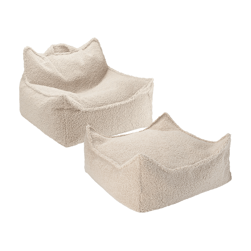 Pouf et repose-pieds en teddy bouclé beige 70x80x50cm Poire - Wigiwama - The Cool Republic