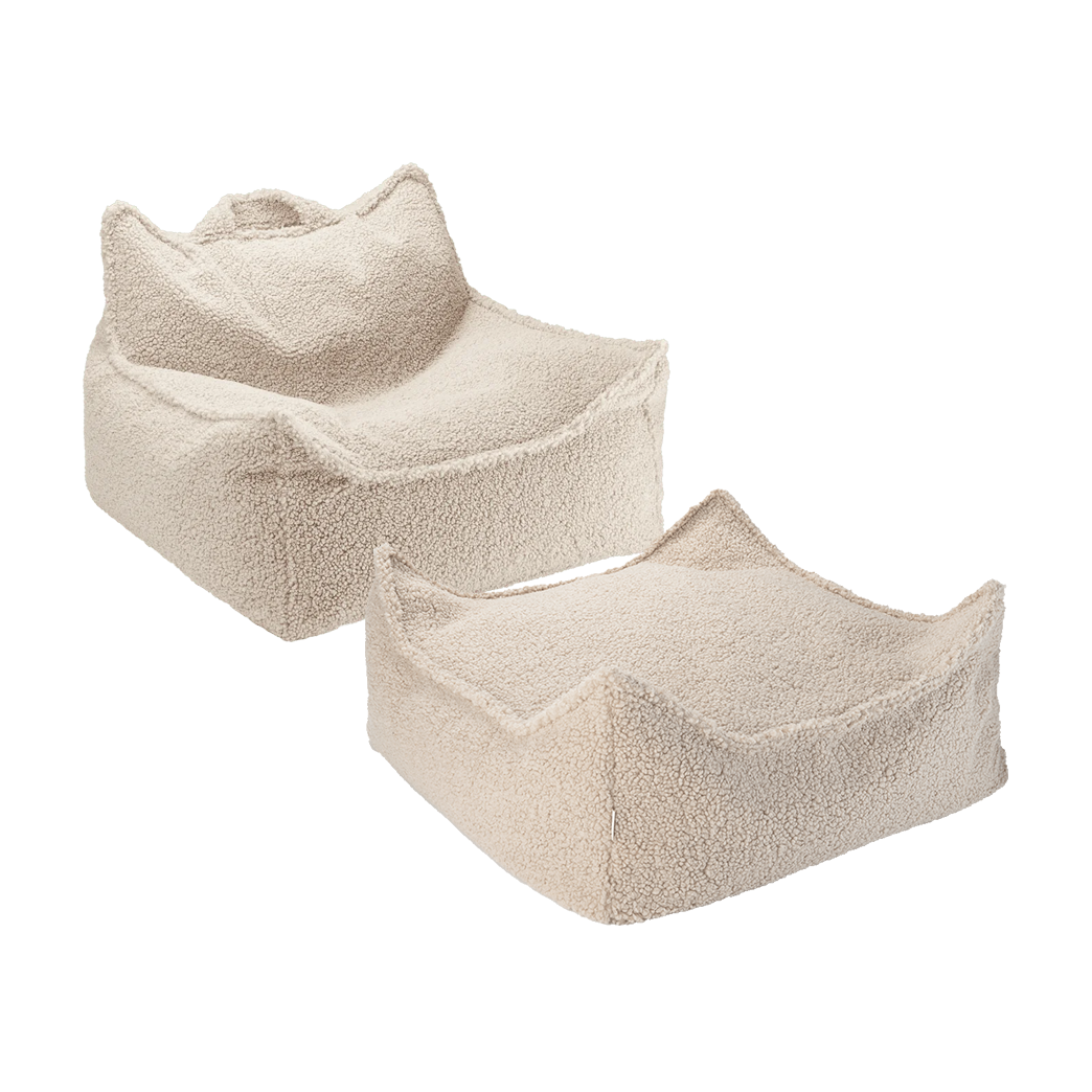 Pouf et repose-pieds en teddy bouclé beige 70x80x50cm Poire - Wigiwama