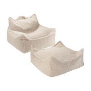 Pouf et repose-pieds en teddy bouclé beige 70x80x50cm Poire - Wigiwama