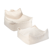 Pouf et repose-pieds en teddy bouclé blanc cassé 70x80x50cm Poire - Wigiwama