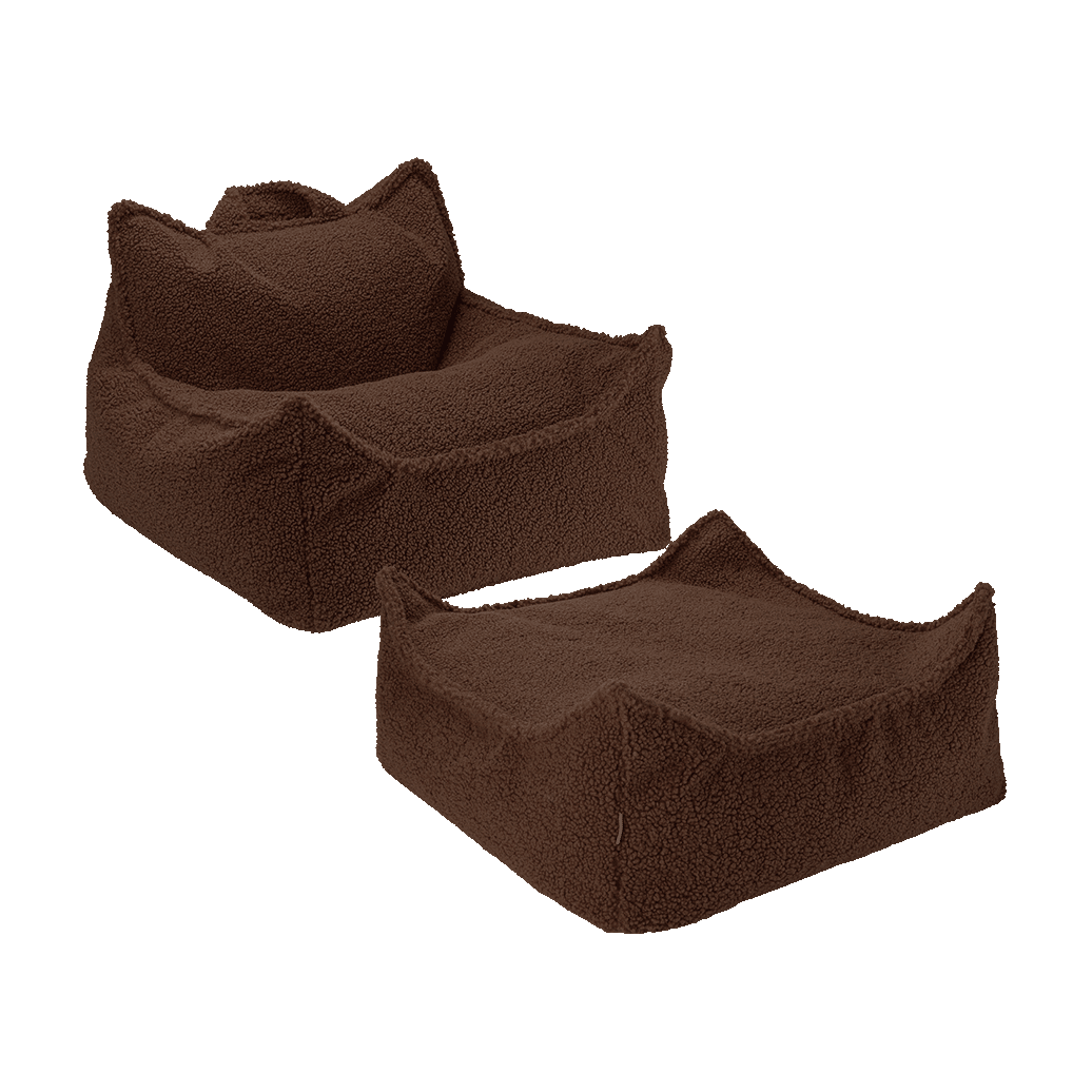 Pouf et repose-pieds en teddy bouclé marron 70x80x50cm Poire - Wigiwama - The Cool Republic