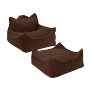 Pouf et repose-pieds en teddy bouclé marron 70x80x50cm Warm Hazel - Wigiwama