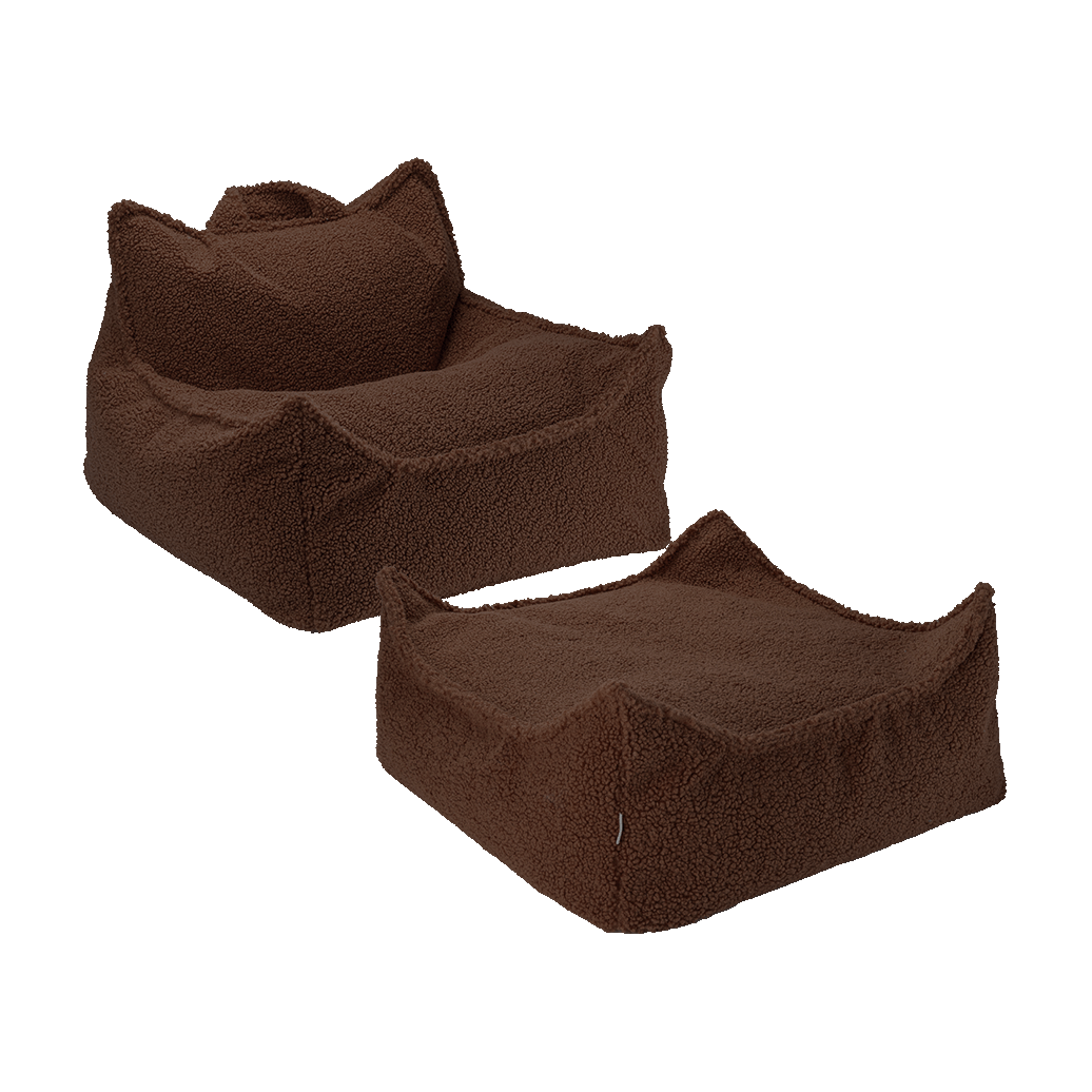 Pouf et repose-pieds en teddy bouclé marron 70x80x50cm Warm Hazel - Wigiwama