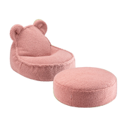 Pouf et repose-pieds en teddy bouclé rose 60x70x42cm Guava Bear - Wigiwama