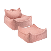 Pouf et repose-pieds en teddy bouclé rose 70x80x50cm Poire - Wigiwama
