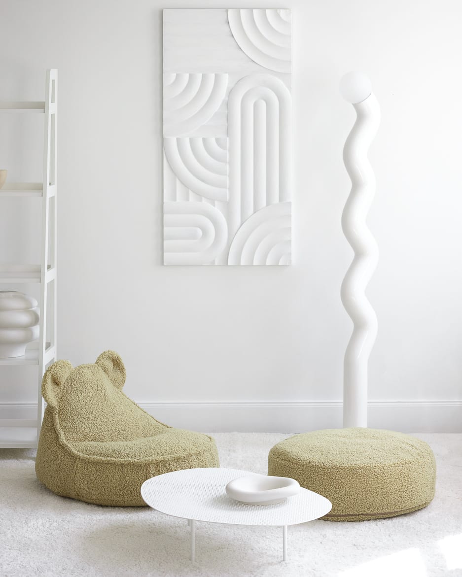 Pouf et repose-pieds en teddy bouclé vert 70×60×42cm Bear - Wigiwama — vue 3