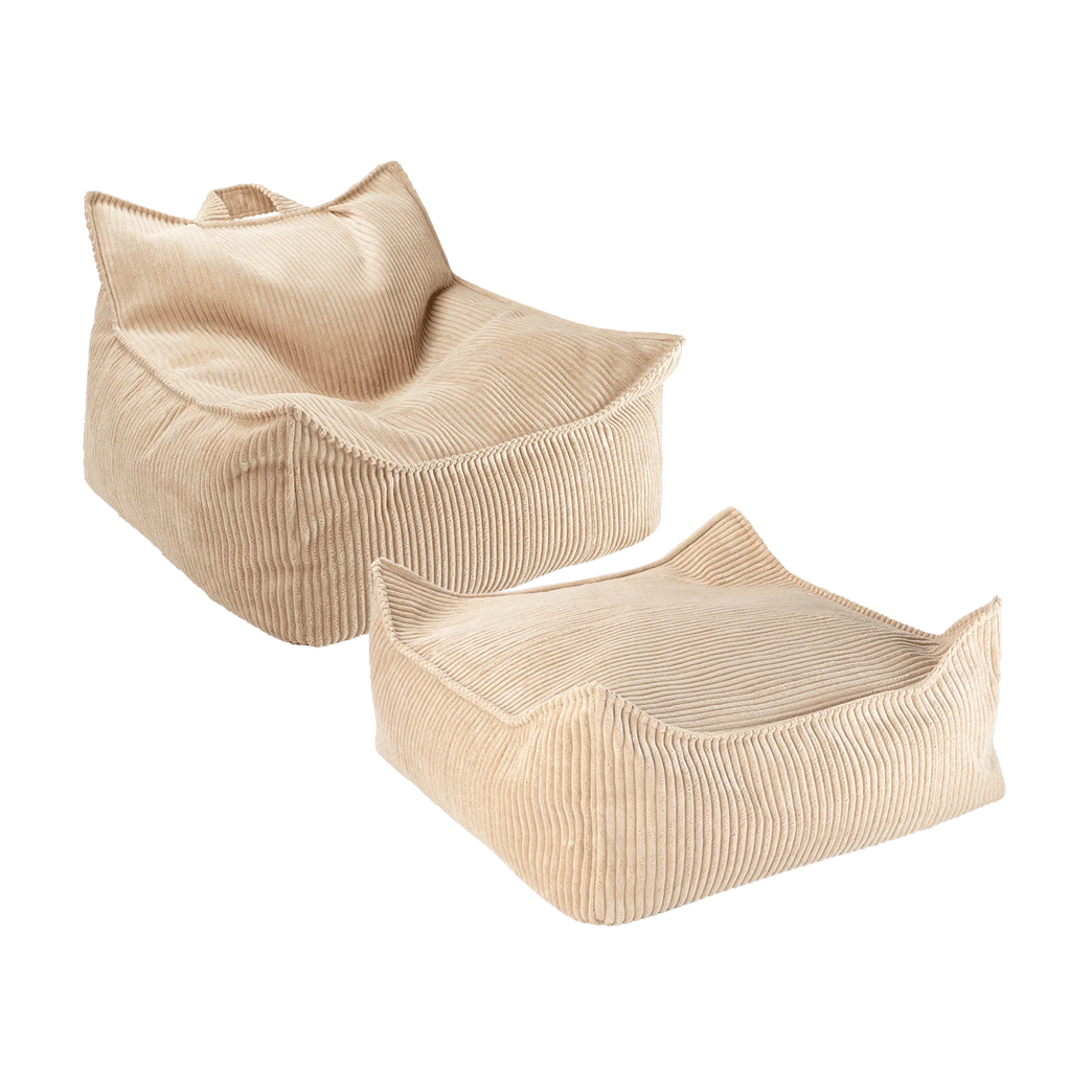 Pouf et repose-pieds en velours côtelé beige 70x80x50cm Brown Sugar - Wigiwama