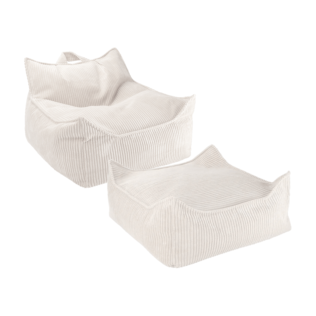 Pouf et repose-pieds en velours côtelé blanc 70x60x42cm Poire - Wigiwama - The Cool Republic