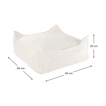 Pouf et repose-pieds en velours côtelé blanc 70x60x42cm Poire - Wigiwama — vue 6