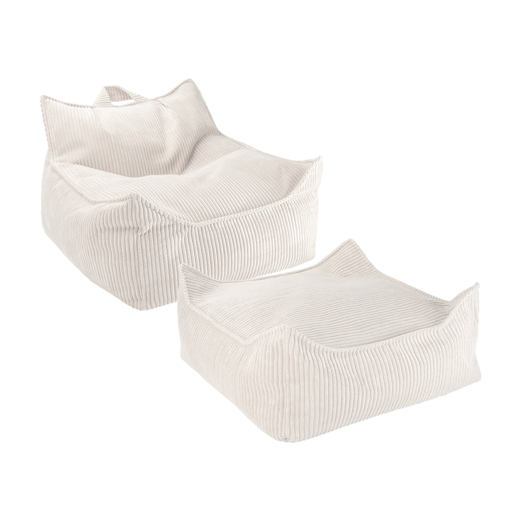 Pouf et repose-pieds en velours côtelé blanc 70x60x42cm Poire - Wigiwama