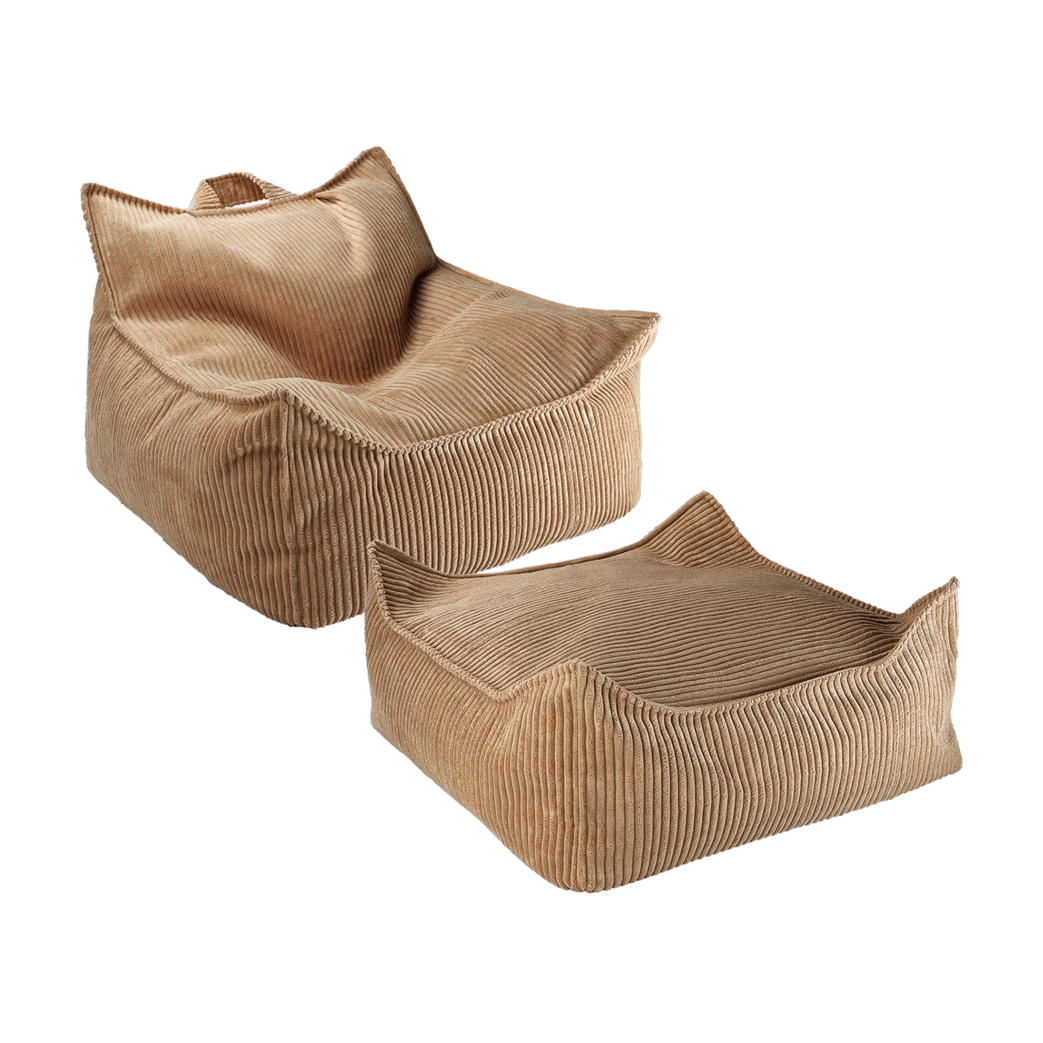 Pouf et repose-pieds en velours côtelé marron 70x80x50cm Poire - Wigiwama