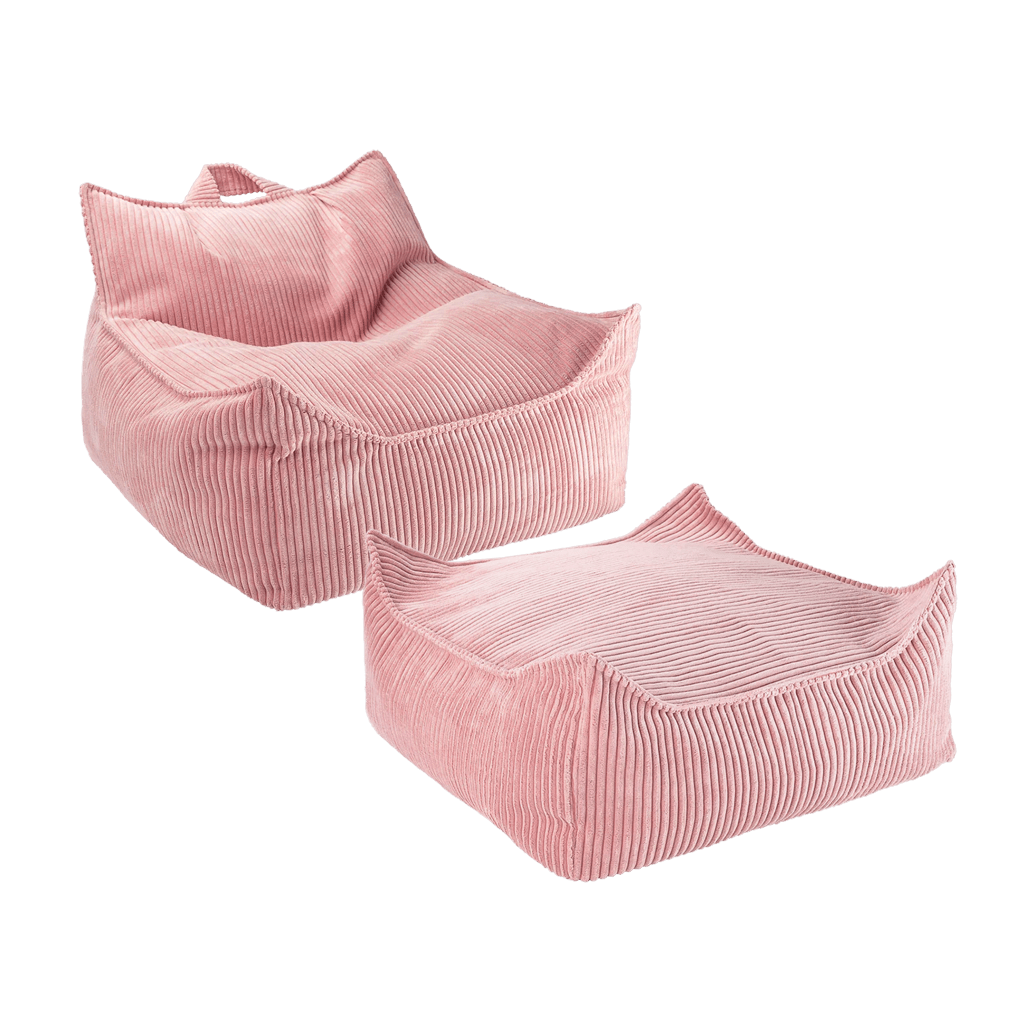 Pouf et repose-pieds en velours côtelé rose 70x80x50cm Poire - Wigiwama - The Cool Republic