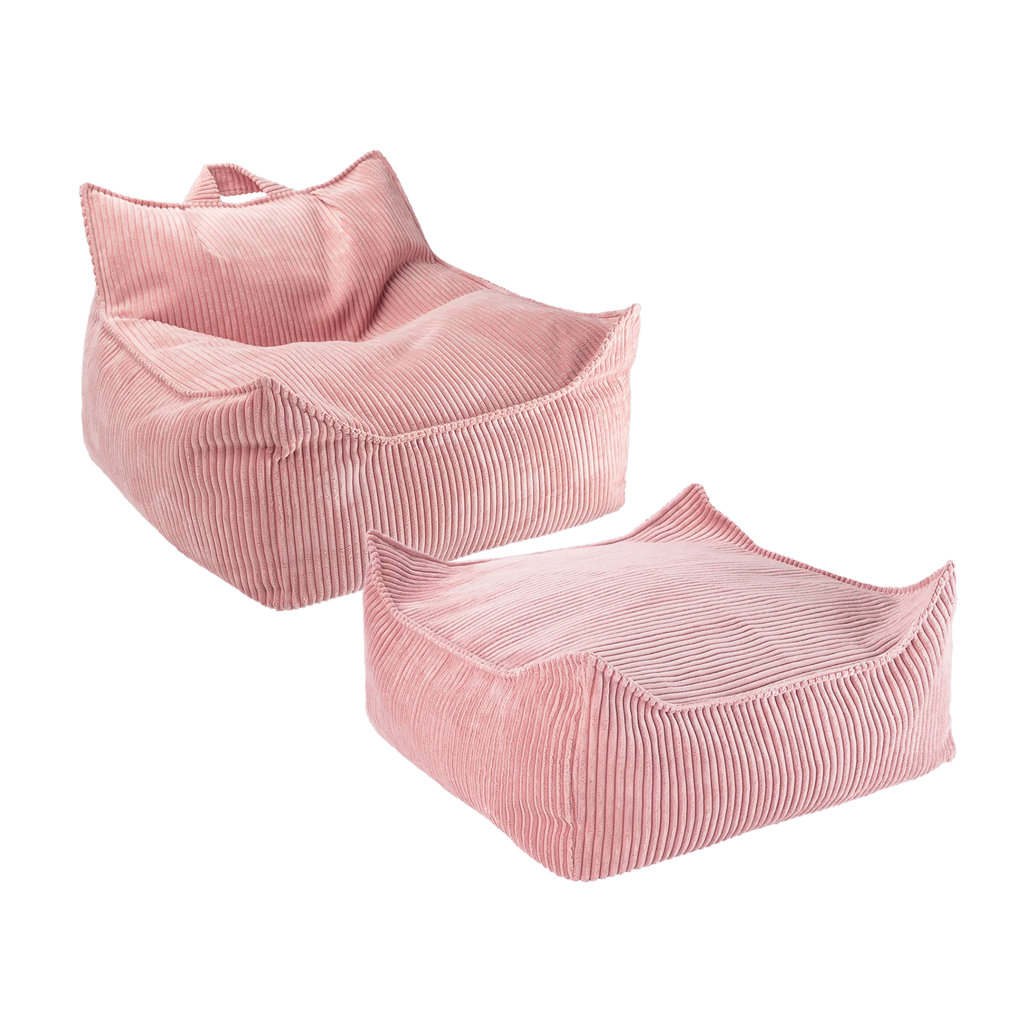 Pouf et repose-pieds en velours côtelé rose 70x80x50cm Poire - Wigiwama