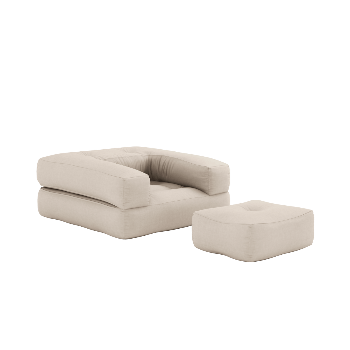 Pouf fauteuil convertible en coton beige 95x90x42cm Cube - Karup Design - The Cool Republic