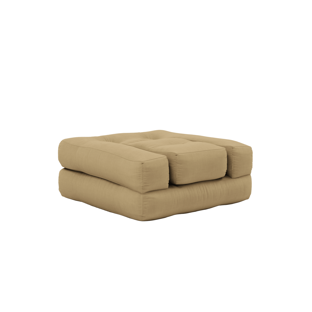 Pouf fauteuil convertible en coton beige blé 95x90x42cm Cube - Karup Design - The Cool Republic