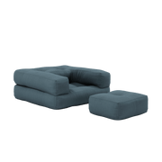 Pouf fauteuil convertible en coton bleu pétrole 95x90x42cm Cube - Karup Design - The Cool Republic