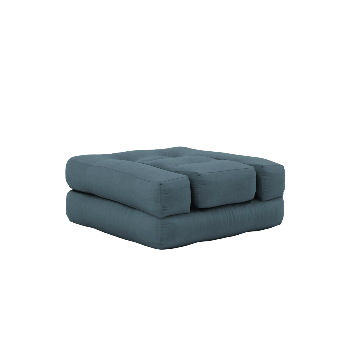 Pouf fauteuil convertible en coton bleu pétrole 95x90x42cm Cube - Karup Design - The Cool Republic