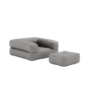 Pouf fauteuil convertible en coton gris 95x90x42cm Cube - Karup Design - The Cool Republic