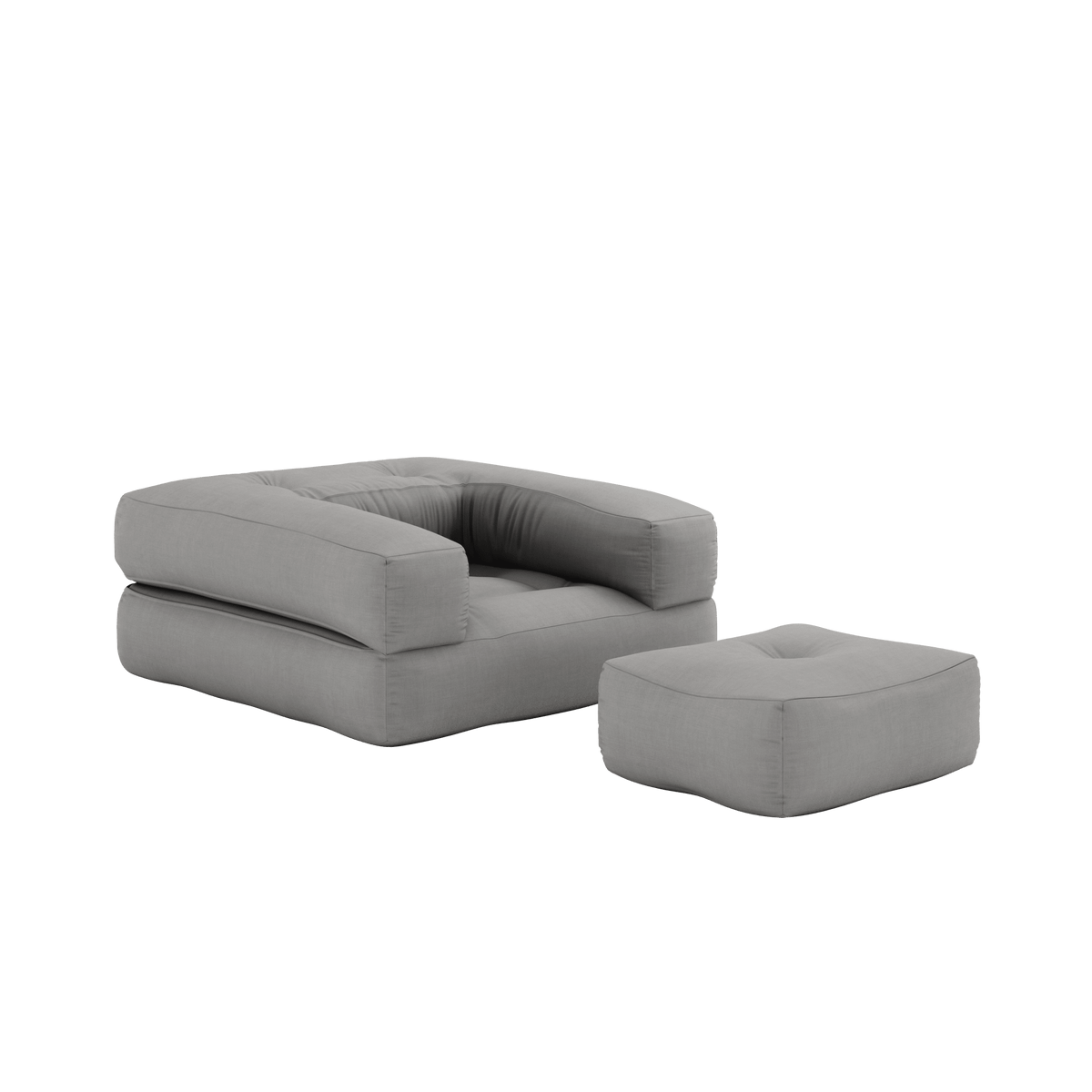 Pouf fauteuil convertible en coton gris 95x90x42cm Cube - Karup Design - The Cool Republic