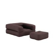 Pouf fauteuil convertible en coton marron 95x90x42cm Cube - Karup Design - The Cool Republic