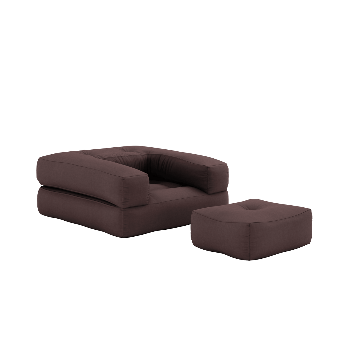 Pouf fauteuil convertible en coton marron 95x90x42cm Cube - Karup Design - The Cool Republic