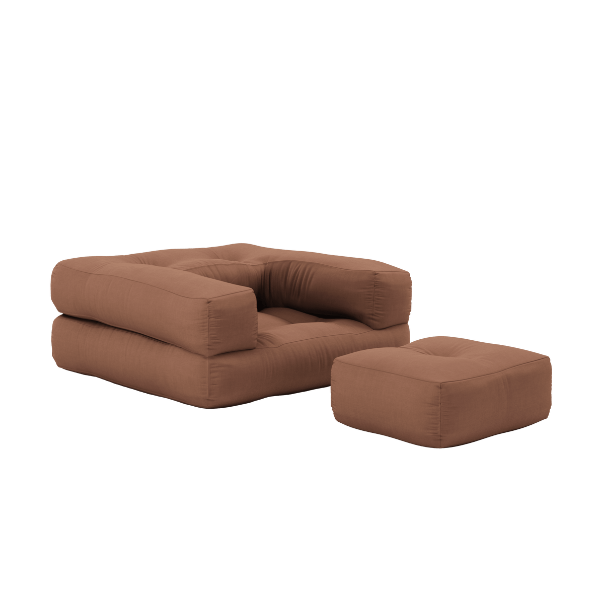 Pouf fauteuil convertible en coton marron clair 95x90x42cm Cube - Karup Design - The Cool Republic